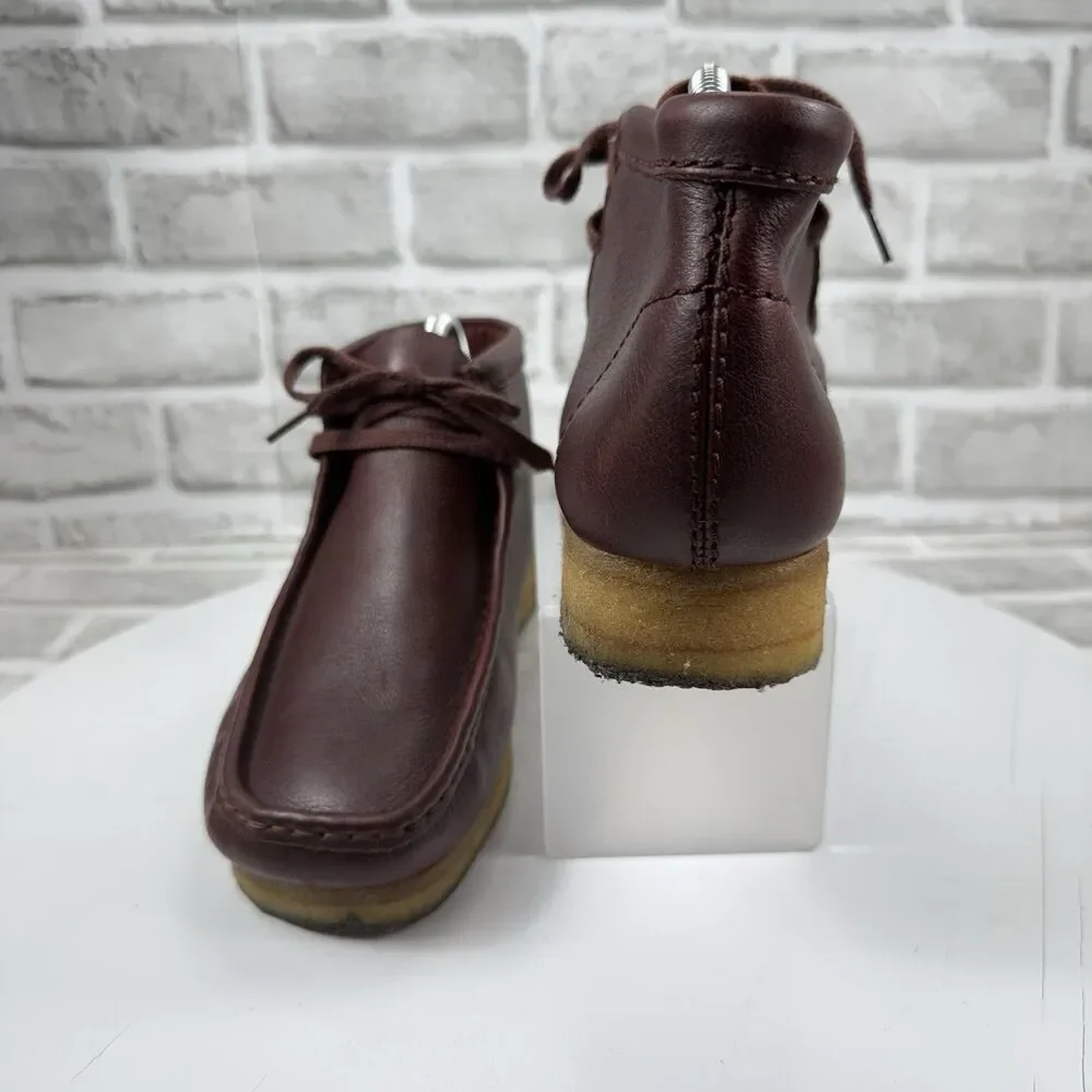 Clarks Original Men's Size 8 Burgundy Leather Lace Up Wallabee Boots